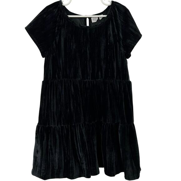 Gap Other - Gap Kids Short Sleeve Tiered Velvet Dress Party Holiday Black Girls Size Small